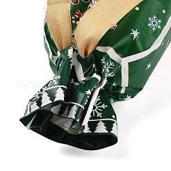 クリスマステーマのプラスチック包装ポーチ巾着袋  長方形  グリーン  17.5x12x0.01cm&nbsp;ABAG-Q053-03C