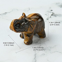 天然なタイガーアイの家の装飾  象  37~42x16~21x29~33mm&nbsp;DJEW-YW0001-04A