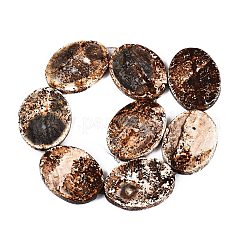天然樹皮瑪瑙ビーズの連  幾何学模様のビーズ  オーバル  39~41x30~32x5~6mm  穴：1.2~1.5mm  約8~9個/連  12.80~14.57インチ（32.5~37cm）&nbsp;G-Q606-23D
