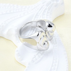 女性用真鍮カフリング  カドミウムフリー＆鉛フリー  オーバル  プラチナ  内径：17.4mm&nbsp;RJEW-G347-03P