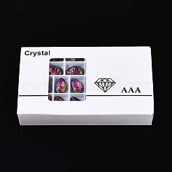 112個の電気メッキガラスチャーム  ティアドロップ  多面カット  暗い蘭  18x11.5x5.5mm  穴：1.8mm&nbsp;EGLA-T029-04A