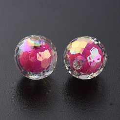 透明なアクリルビーズ  二層ビーズ  ABカラー  多面カット  ラウンド  ミックスカラー  16mm  穴：3mm  約205個/500g&nbsp;TACR-S152-14B