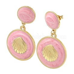304 Stainless Steel & Enamel Dangle Stud Earrings&nbsp;EJEW-Z170-01G-02