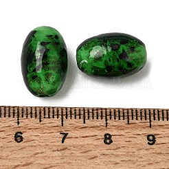 手作りゴールドパウダー入りランプワークビーズ  オーバル  グリーン  16.5x11mm  穴：1.8mm&nbsp;LA-CBAC6A6-01C