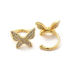 Brass Micro Pave Cubic Zirconia Cuff Earrings&nbsp;EJEW-P254-04G