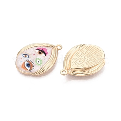Printed Alloy Enamel Pendants&nbsp;ENAM-N071-09G-03