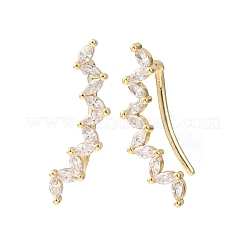Brass Pave Cubic Zirconia Stud Crawler Earrings&nbsp;KK-CBAA351-19G-01