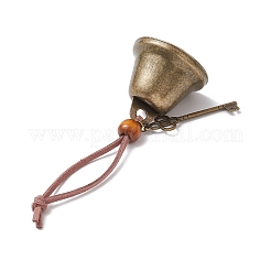 Iron Bell & Tibetan Style Alloy Key Pendant Decorations&nbsp;HJEW-JM03367