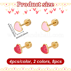 8Pcs 2 Colors Stainless Steel Enamel Stud Earrings&nbsp;EJEW-GO0003-23