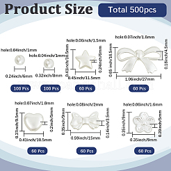500 個 7 スタイル ABS プラスチック模造パールビーズ  混合図形  6~16.5x6~27x3.5~6mm  穴：1~2mm&nbsp;MACR-SP0001-98
