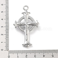 合金と合成ターコイズの大きなペンダント  クロスチャーム  プラチナ  52x30.50x8mm  穴：3.50mm&nbsp;FIND-U006-15P-04