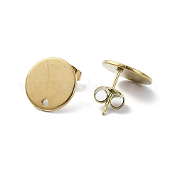 304ステンレススチールスタッドピアス金具  ラウンド  カン付き  ラウンド  12mm  穴：1.4mm  ピン：0.7mm&nbsp;EJEW-H130-03G-A03