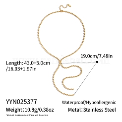 304ステンレススチールボールチェーンY字型タッセルネックレス（女性用）  18KGP本金メッキ  16.93インチ（43cm）&nbsp;YG1121