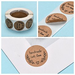 自己粘着クラフト紙ギフトタグステッカー  粘着ラベル  お祭り用  クリスマス  休日  結婚式のプレゼント  言葉で  ナバホホワイト  25mm  500PCS /ロール&nbsp;DIY-G013-A20