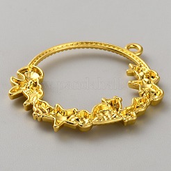 ラックメッキ海洋テーマ合金ペンダント  ゴールドカラー  リングチャーム  タツノオトシゴ  39.5x34x3.5mm  穴：2.5mm&nbsp;FIND-WH20008-49D