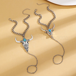 Alloy and Synthetic Turquoise Ring Bracelets for Women&nbsp;FS-WG192DC-02
