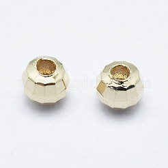 真鍮ビーズ  長持ちメッキ  ニッケルフリー  多面カット  ラウンド  18KGP本金メッキ  2mm  穴：0.9mm&nbsp;LS-KK-G331-53G-2.5mm-NF
