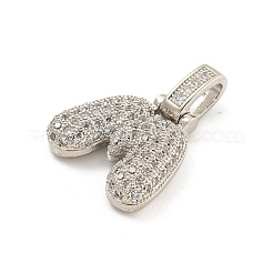 Brass Micro Pave Clear Cubic Zirconia Pendants&nbsp;KK-B099-01P-M