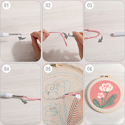 パンチ刺繍スターターキット  刺繍生地と糸を含む  針  パンチペン  スレッダー  刺繍フープ  指示シート  花  2.8mm  5束&nbsp;DIY-WH20007-13B