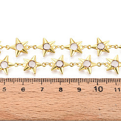 真鍮スターリンクチェーン  ガラスと  ハンダ付け  スプールで  長持ちメッキ  スター  ゴールドカラー  透明  14x11x3mm  約32.81フィート（10m）/ロール&nbsp;CHC-N023-07A-G