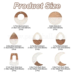 16Pcs 8 Styles Epoxy Resin & Walnut Wood Pendants&nbsp;RESI-FS0001-87