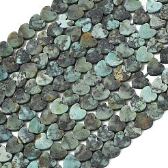 天然アフリカンターコイズ（ジャスパー）ビーズ連売り  艶消し  ハート  6x6.5x2.5mm  穴：0.8mm  約75~76個/連  15.12''~15.16''（38.4~38.5センチメートル）&nbsp;G-A272-A01-06