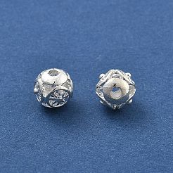 合金中空ビーズ  太陽とラウンド  カドミウムフリー＆鉛フリー  銀  8x7~8mm  穴：1.5~2mm&nbsp;PALLOY-P238-17S-RS