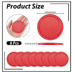 プラスチック製エアホッケーパック8個  フラットラウンド  レッド  63.5~64x3.8mm&nbsp;AJEW-CN0006-58