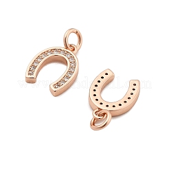 CZ Brass Micro Pave Cubic Zirconia Horse Shoe Charms&nbsp;ZIRC-L018-13RG