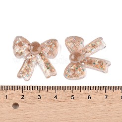 かわいい透明樹脂デコデンカボション  ラメ付きリボン  コーヒー  29x28.5x6mm&nbsp;RESI-S03-02E