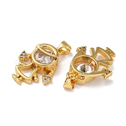 Brass Micro Pave Clear Cubic Zirconia Pendants&nbsp;ZIRC-A021-63G