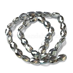 電気メッキガラスビーズセット  フル虹メッキ  多面カットオーバル  グレー  10.5~11x8x4.5mm  穴：1.4mm  約38個/連  16.14インチ（41cm）&nbsp;EGLA-L045-A-FR01