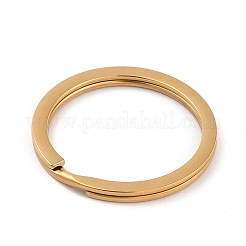 イオンプレーティング(IP) 304 ステンレススチール キーチェーン留め具  フラットラウンド  ゴールドカラー  30.5x2mm  内径：25mm&nbsp;STAS-K270-47B-G