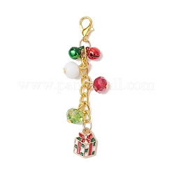 6Pcs Christmas Alloy Enamel & Glass Pendant Decorations&nbsp;HJEW-JM03680
