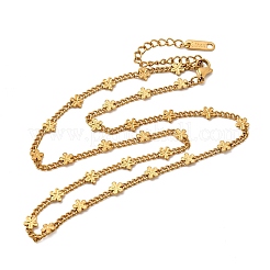 女性用4.5mm 304ステンレススチール製フラワーカーブチェーンネックレス  ゴールドカラー  15.87インチ（40.3cm）&nbsp;NJEW-G199-01G
