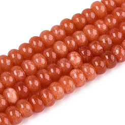 染め加工天然石ホワイトジェイドビーズ連売り  ロンデル  サンゴ  6~6.5x4~4.5mm  穴：1mm  約86~90個/連  14.57~15.16''（37~38.5センチメートル）&nbsp;X-G-T139-59A-06