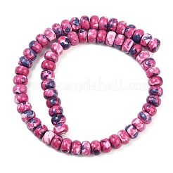 染色された合成リバーストーンビーズ連売り  ロンデル  サクランボ色  10x6mm  穴：1.2mm  約62個/連  15.63''（39.7センチメートル）&nbsp;G-Z105-C01-01A
