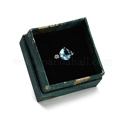 金箔加工の紙製ギフトボックス  ジュエリーセットの梱包箱  正方形  ティール  5.1x5.1x3.2cm&nbsp;TH-CBAF4A5-01A