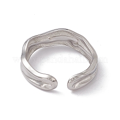 変色しない304ステンレススチールツイストウェーブオープンカフリング女性用  ステンレス鋼色  usサイズ7（17.3mm）&nbsp;X-RJEW-C045-23P