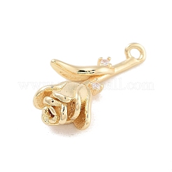 Brass Pave Clear Cubic Zirconia Pendants&nbsp;KK-Z061-12G