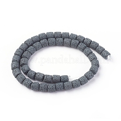 天然溶岩岩ビーズ連売り  染め  コラム  グレー  8~8.5x8~8.5mm  穴：2mm  46個/連  15.35インチ（39 cm）&nbsp;G-F671-04A-12