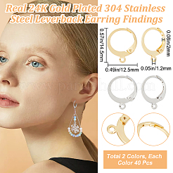 80Pcs 2 Colors 304 Stainless Steel Leverback Earring Findings&nbsp;STAS-BBC0004-11