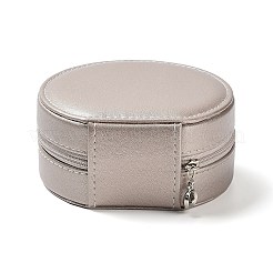 Round PU Imitation Leather Jewelry Storage Zipper Boxes&nbsp;PAAG-PW0003-07B