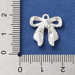 ラックメッキ合金ペンダント  カドミウムフリー＆鉛フリー  蝶結び  銀  17x16x3mm  穴：1.2mm&nbsp;PALLOY-S186-02S