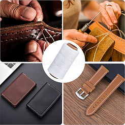ワックス加工ポリエステルコード1ロール  フラット  オーガンジーギフト巾着袋1個付き  ホワイト  1x0.3mm&nbsp;OCOR-CL0001-14B
