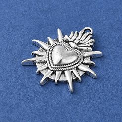 合金のチベット風チャーム  ハート  26x24x4mm  穴：1.6mm&nbsp;PALLOY-O002-13AS