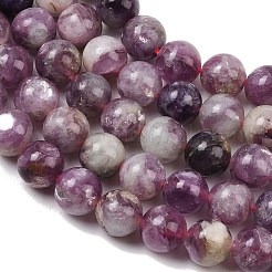 天然レピドライト/パープルマイカストーンビーズ連売り  ラウンド  8mm  穴：1mm  約46個/連  15.35''（39センチメートル）&nbsp;G-G160-A01-01A