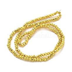 電気メッキガラスビーズセット  多面カット  ロンデル  ゴールド  3x2.5mm  穴：0.8mm  約136~144個/連  35~36cm&nbsp;EGLA-D030-15A-02
