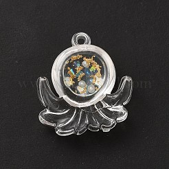 ルミナス透明レジンペンダント  タコチャーム  金箔  ダークターコイズ  27x25x10mm  穴：1.8mm&nbsp;RESI-A022-02B