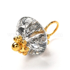 クラックガラスペンダント  真鍮パーツ  ゴールドカラー  ロンデル  ミックスカラー  12x8mm  穴：3.5mm&nbsp;PALLOY-JF00900
